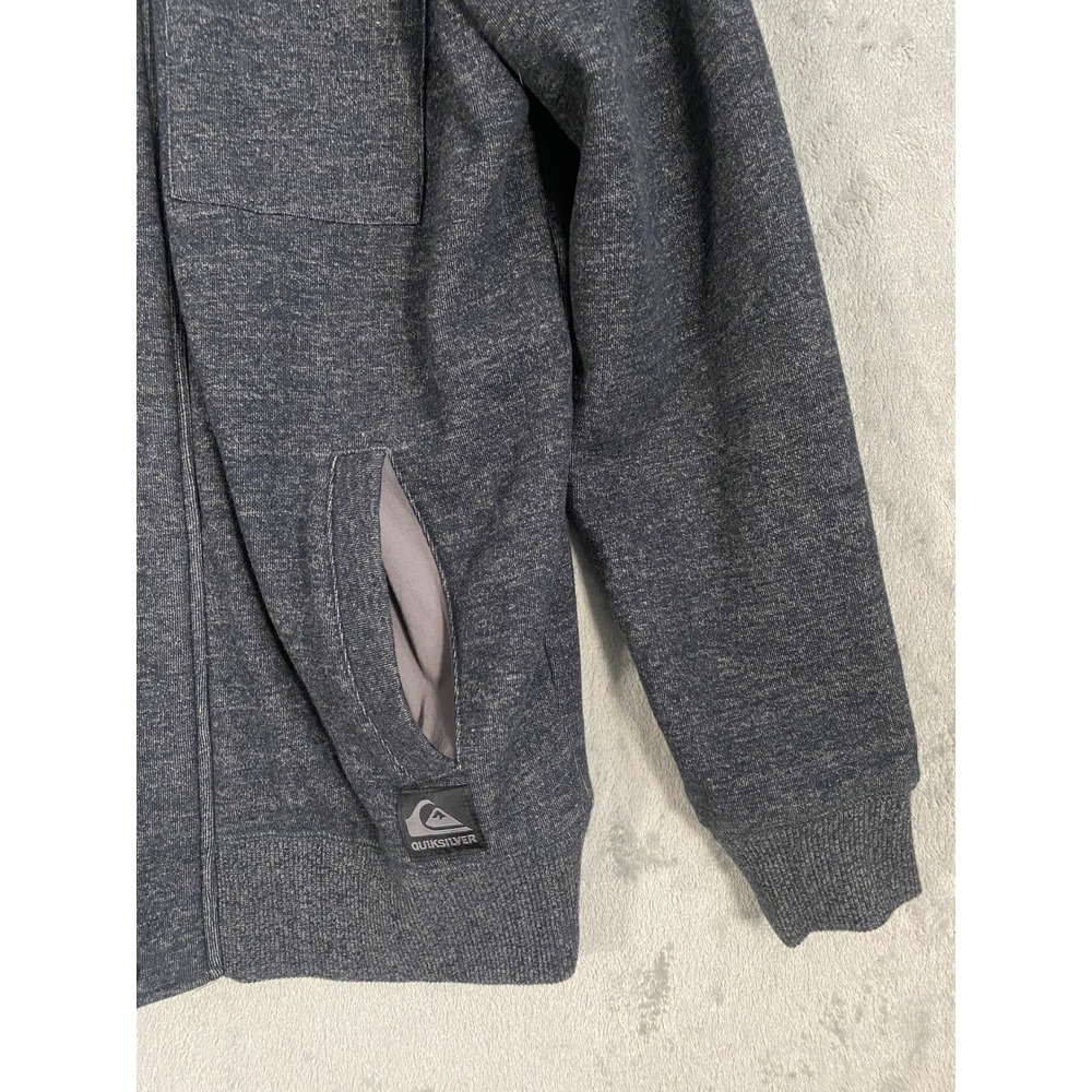 Quiksilver Mens Small Charcoal Gray Heather Full Zip Hooded Jacket Skater Casual - Picture 3 of 11